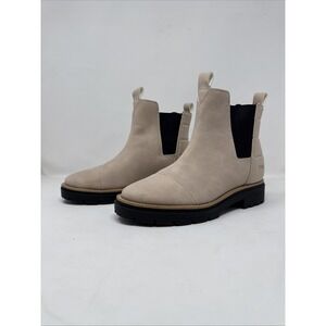 Toms Skylar Pull On Lugged Sole Ankle Boots 7M Warm Taupe Pale Pink Chelsea